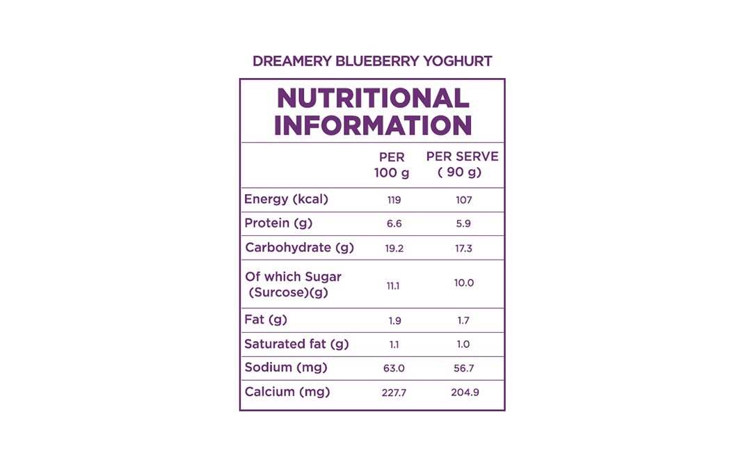 Dreamery Greek Yoghurt Made with Real Blueberries   Cup  90 grams